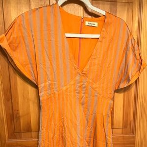 Bloomingdale's NWT Du Paradis Orange Taupe Striped XS Dress
